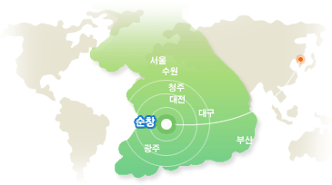 우리나라에서 순창군 위치를 보여주는 이미지