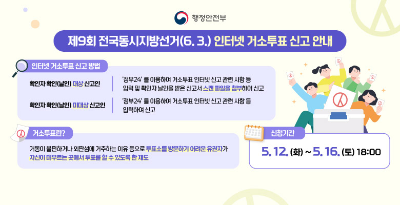 제9회 전국동시지방선거(6.3.) 인터넷 거소투표 신고 안내
